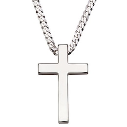 Sterling Silver 20 inches Men's Cross Pendant