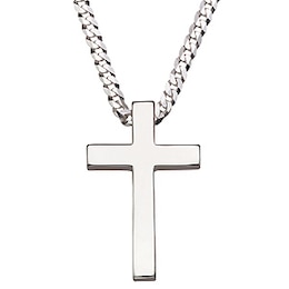 Sterling Silver 20" Men's Cross Pendant