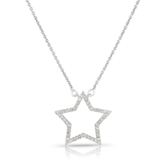 Sterling Silver 0.15ct Diamond Pave Star Pendant