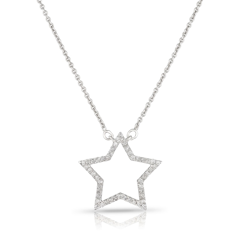Main Image 1 of Sterling Silver 0.15ct Diamond Pavé Star Pendant