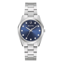 Bulova Classic Surveyor Ladies' Blue Dial Stainless Steel Bracelet Watch