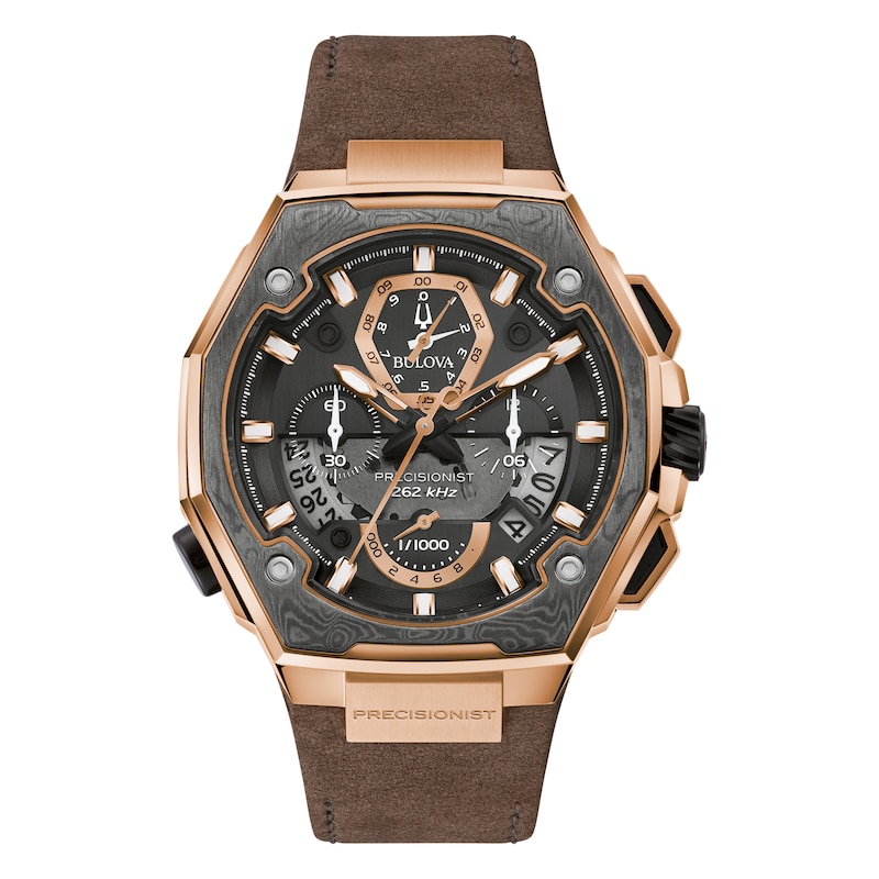 Bulova Precisionist Men's Chronograph Brown Leather Strap Watch | H.Samuel