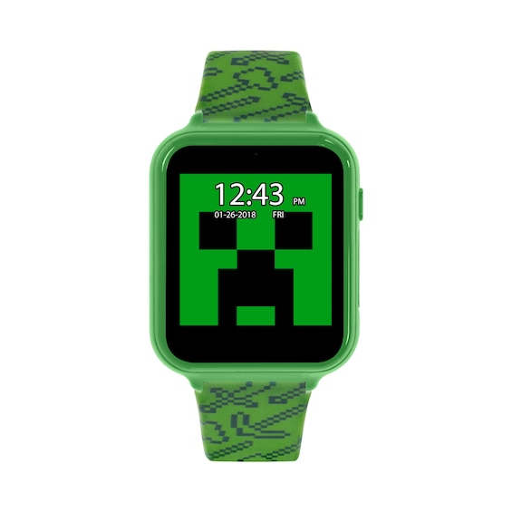 Minecraft Childrens Green Silicone Strap Smart Watch