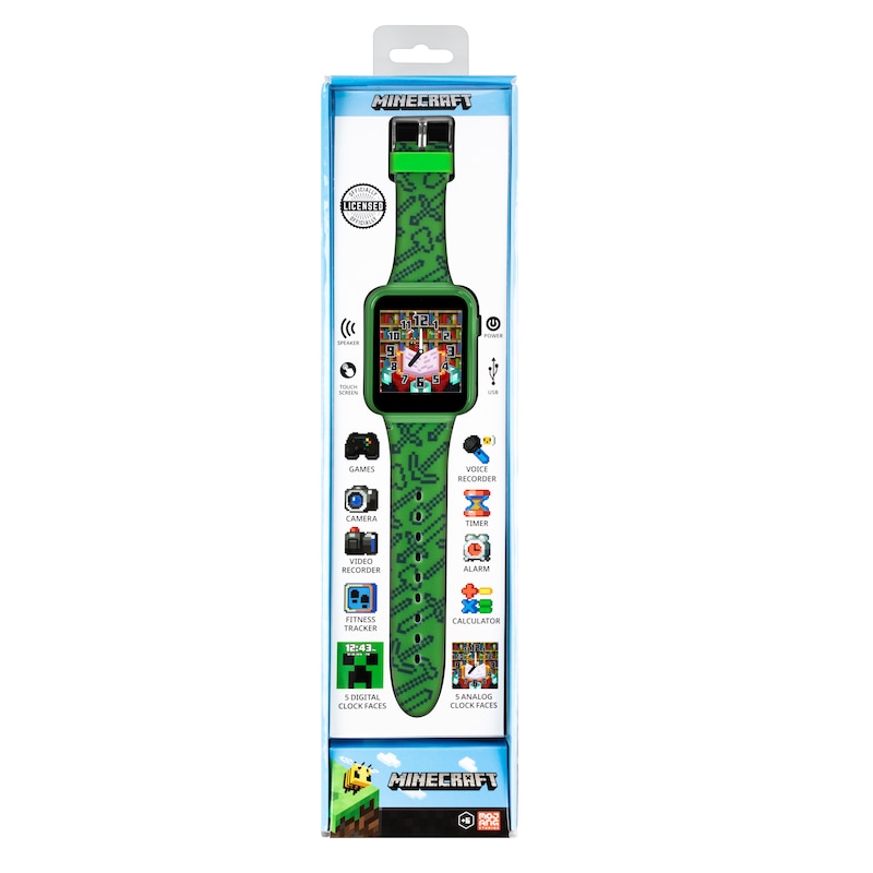 Minecraft Children's Green Silicone Strap Smart Watch