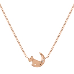 Radley Ladies' Rose Gold Plated Dog In Moon Diamond Necklace