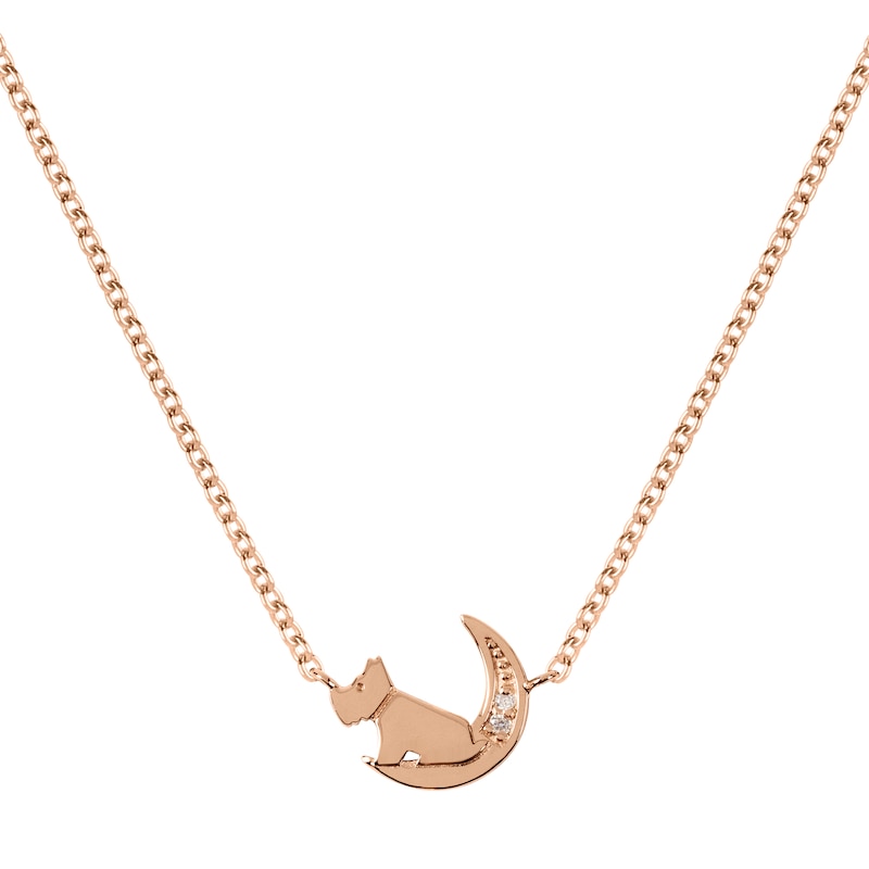 Main Image 1 of Radley Ladies' Rose Gold Plated Dog In Moon Diamond Necklace