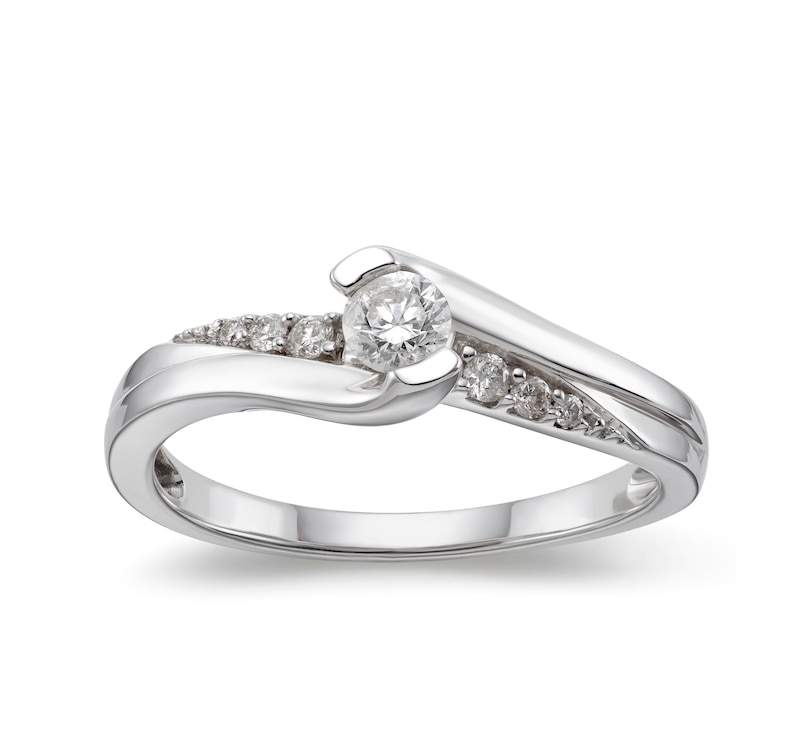 Main Image 1 of 9ct White Gold 0.25ct Diamond Solitaire Ring