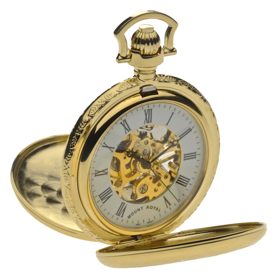 Thumbnail Image 3 of Half Skeleton Gold-Plated Pocket Watch
