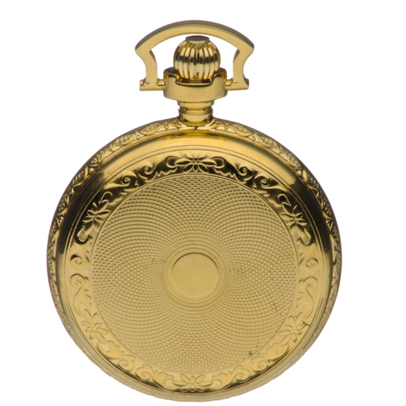 Half Skeleton Gold-Plated Pocket Watch