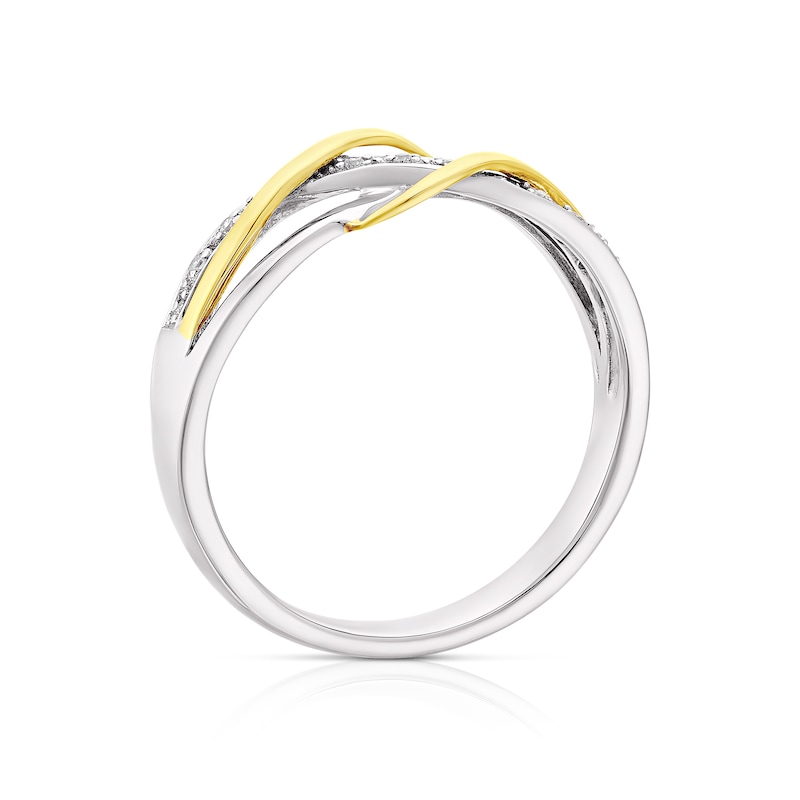 Main Image 3 of 9ct Yellow Gold and Silver Cubic Zirconia Weave Ring