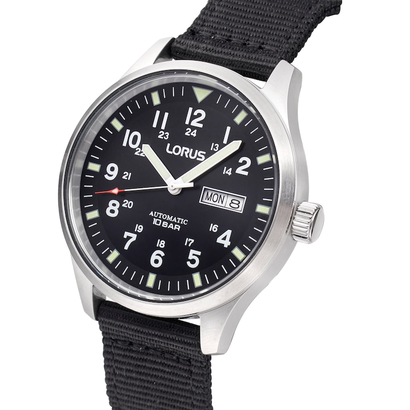 Lorus Military Automatic Black Fabric Watch