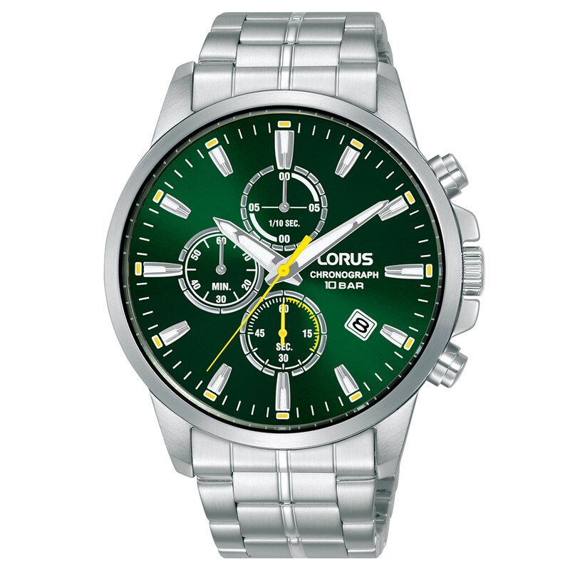 Lorus Men's Green Chronograph Stainless Steel Bracelet Watch