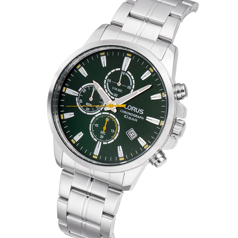 Lorus Men's Green Chronograph Stainless Steel Bracelet Watch