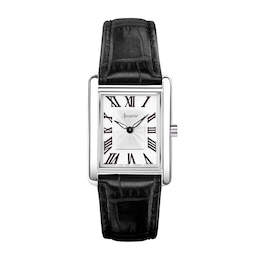 Accurist Ladies' Rectangle 26mm Dial Black Leather Strap Watch
