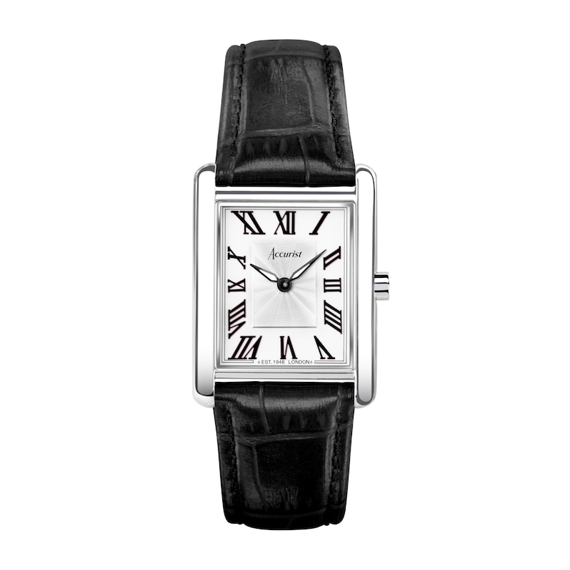 Main Image 1 of Accurist Ladies' Rectangle 26mm Dial Black Leather Strap Watch