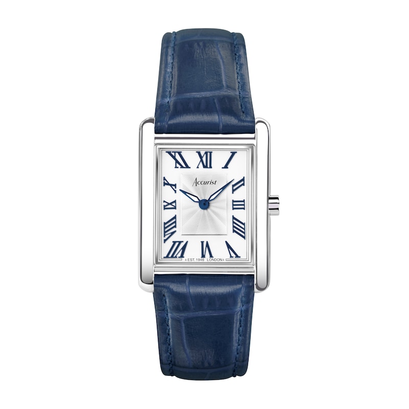 Accurist Ladies' Rectangle 26mm Dial Blue Leather Strap Watch