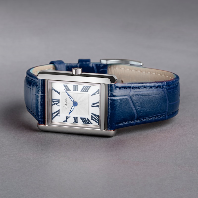 Accurist Ladies' Rectangle 26mm Dial Blue Leather Strap Watch