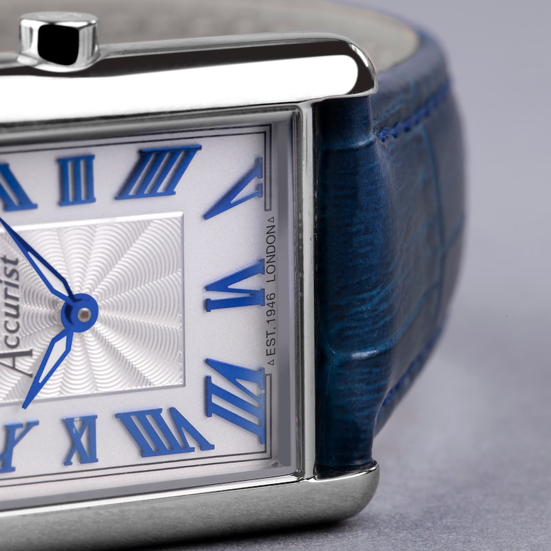 Accurist Ladies' Rectangle 26mm Dial Blue Leather Strap Watch