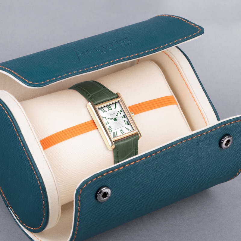 Main Image 4 of Accurist Ladies' Rectangle 26mm Dial Green Leather Strap Watch