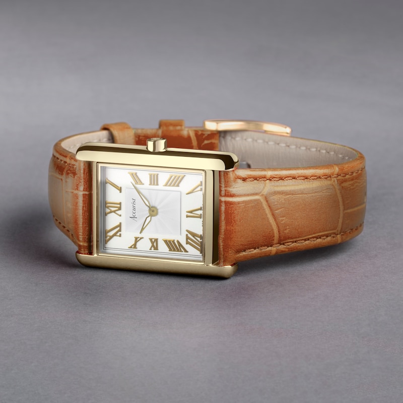 Accurist Ladies' Rectangle 26mm Dial Tan Leather Strap Watch