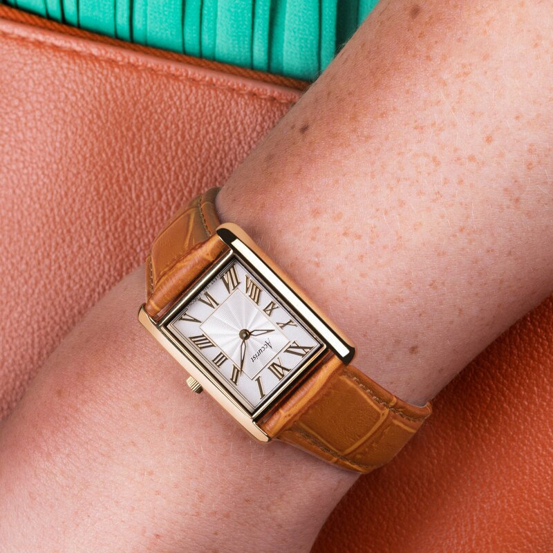 Accurist Ladies' Rectangle 26mm Dial Tan Leather Strap Watch