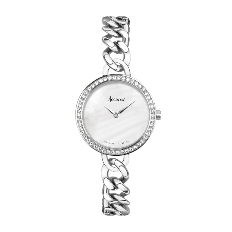 Main Image 1 of Accurist Ladies' Jewellery 28mm Dial Stainless Steel Curb Chain Bracelet Watch