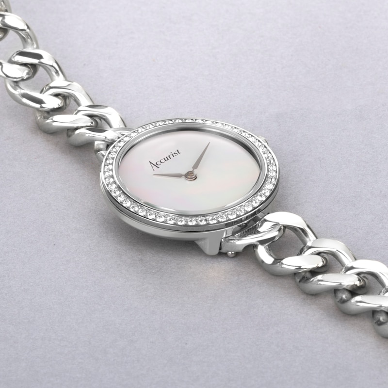 Main Image 2 of Accurist Ladies' Jewellery 28mm Dial Stainless Steel Curb Chain Bracelet Watch