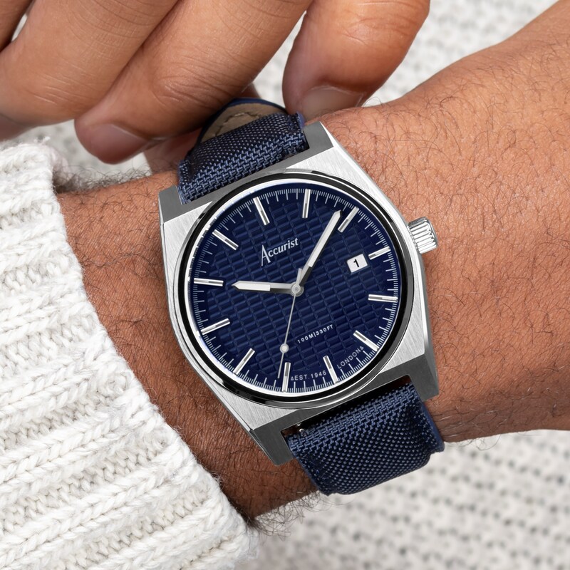 Main Image 9 of Accurist Men's Origin 41mm Dial Blue Canvas Strap Watch
