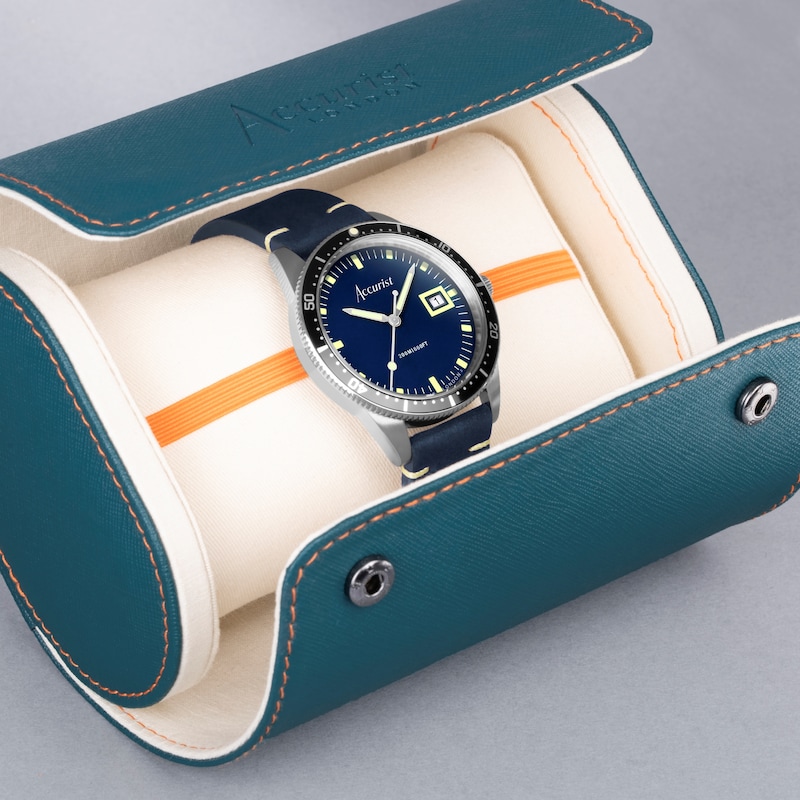 Main Image 4 of Accurist Men's Dive 42mm Dial Blue Leather Strap Watch