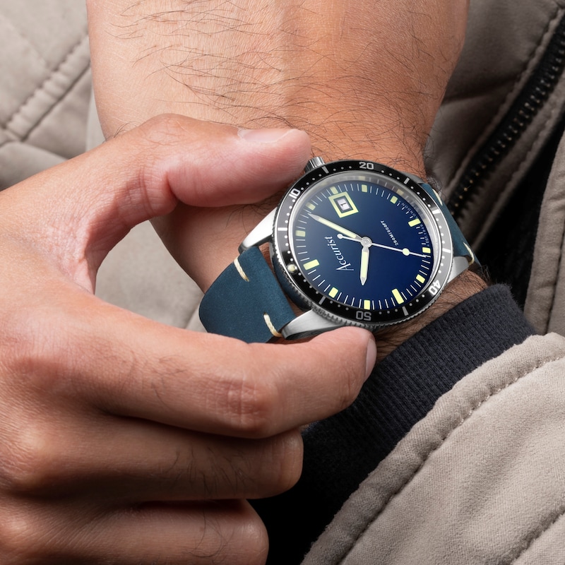 Main Image 9 of Accurist Men's Dive 42mm Dial Blue Leather Strap Watch
