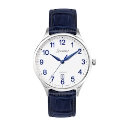 Accurist Men's Classic 37mm Dial Blue Leather Strap Watch