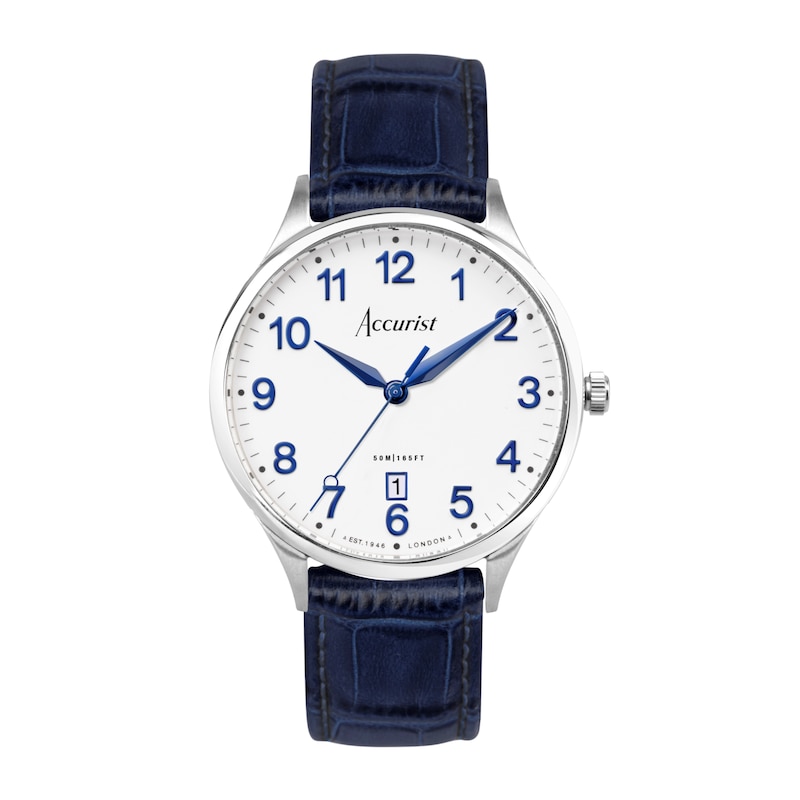 Accurist Men's Classic 37mm Dial Blue Leather Strap Watch