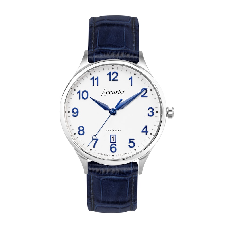 Main Image 1 of Accurist Men's Classic 37mm Dial Blue Leather Strap Watch