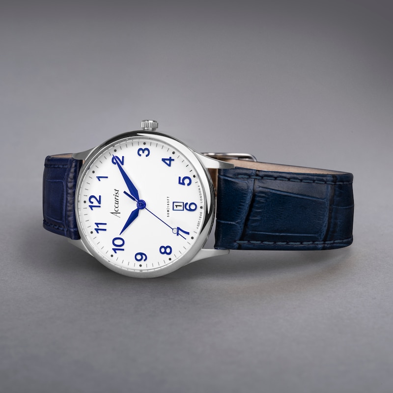 Main Image 2 of Accurist Men's Classic 37mm Dial Blue Leather Strap Watch