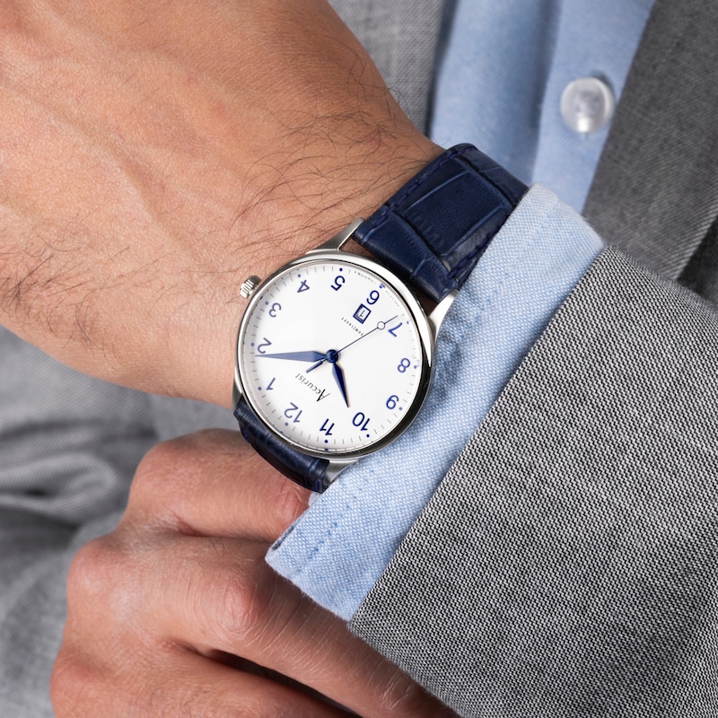 Main Image 9 of Accurist Men's Classic 37mm Dial Blue Leather Strap Watch