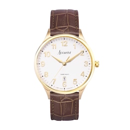 Accurist Men's Classic 37mm Dial Brown Leather Strap Watch