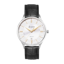 Accurist Men's Classic 37mm Dial Black Leather Strap Watch