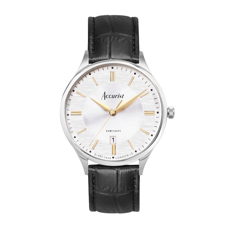 Main Image 1 of Accurist Men's Classic 37mm Dial Black Leather Strap Watch