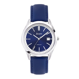Accurist Men's Everyday 40mm Dial Blue Leather Strap Watch
