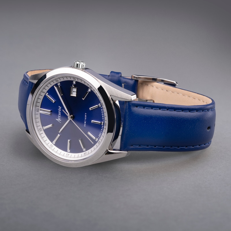 Main Image 2 of Accurist Men's Everyday 40mm Dial Blue Leather Strap Watch