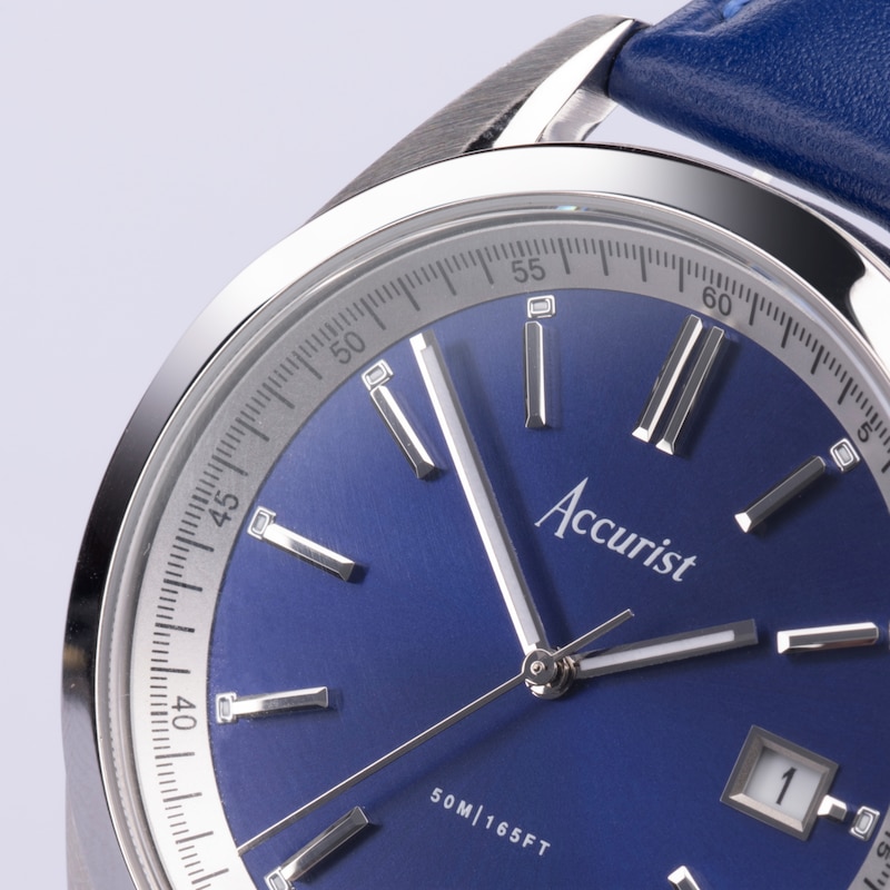 Main Image 8 of Accurist Men's Everyday 40mm Dial Blue Leather Strap Watch