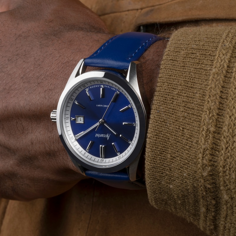 Main Image 9 of Accurist Men's Everyday 40mm Dial Blue Leather Strap Watch