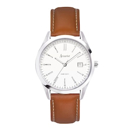 Accurist Men's Everyday 40mm Dial Brown Leather Strap Watch
