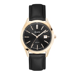 Accurist Men's Everyday 40mm Dial Black Leather Strap Watch