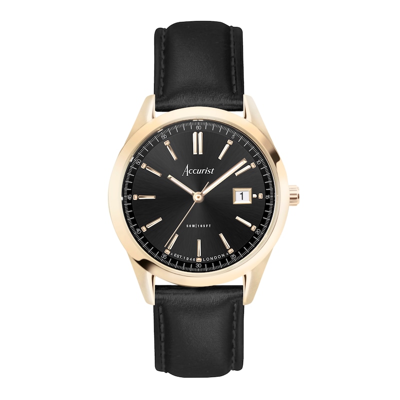 Main Image 1 of Accurist Men's Everyday 40mm Dial Black Leather Strap Watch