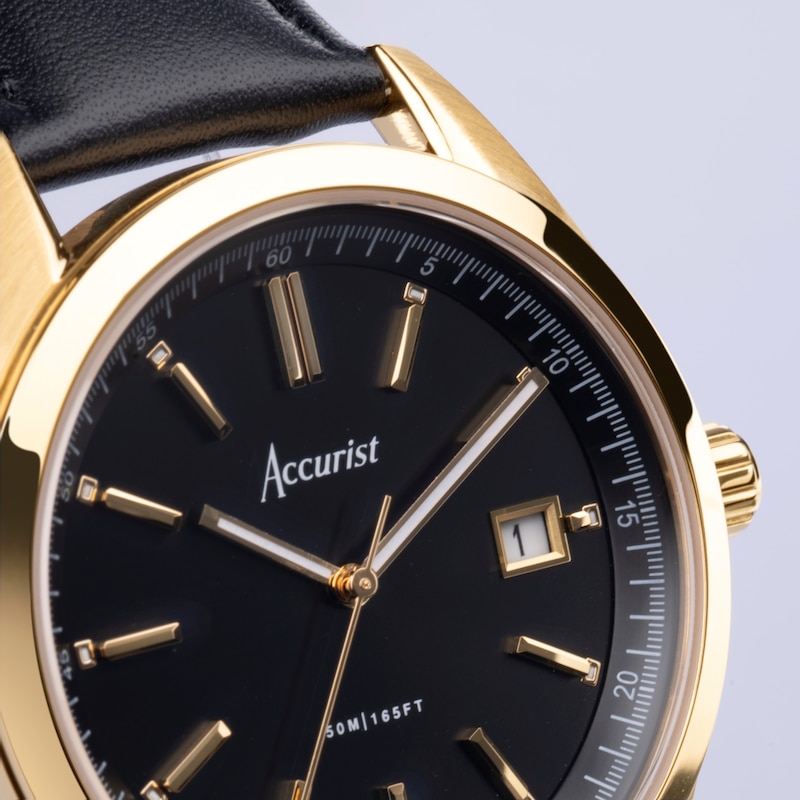 Main Image 8 of Accurist Men's Everyday 40mm Dial Black Leather Strap Watch