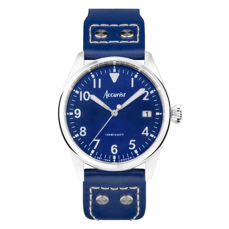 Main Image 1 of Accurist Men's Aviation 41mm Dial Blue Leather Strap Watch