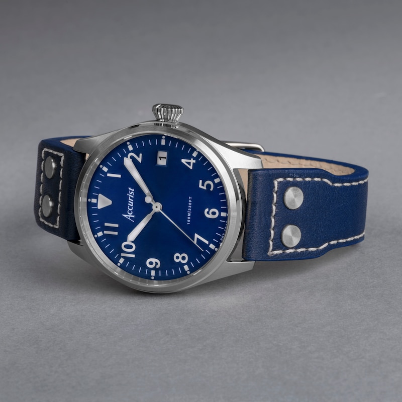Main Image 2 of Accurist Men's Aviation 41mm Dial Blue Leather Strap Watch