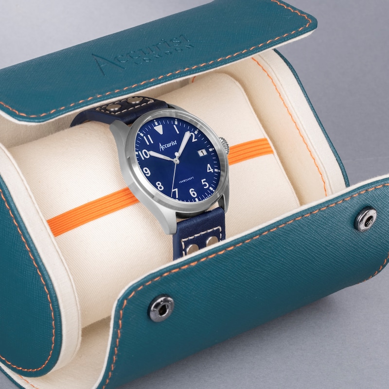 Main Image 4 of Accurist Men's Aviation 41mm Dial Blue Leather Strap Watch