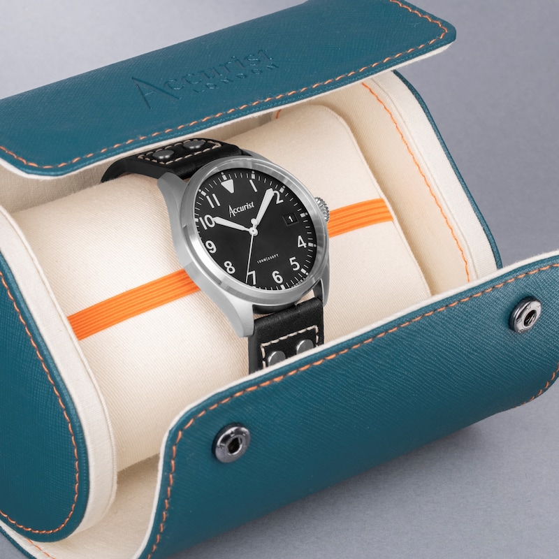 Main Image 4 of Accurist Men's Aviation 41mm Dial Black Leather Strap Watch